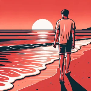 꿈속에서 한적한 해변을 걷는 장면 내면의 평화와 치유를 상징하다