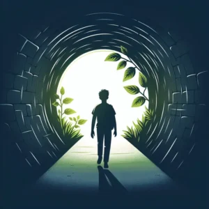 꿈에서 길게 이어진 터널을 빠져나오는 장면 새로운 시작과 희망