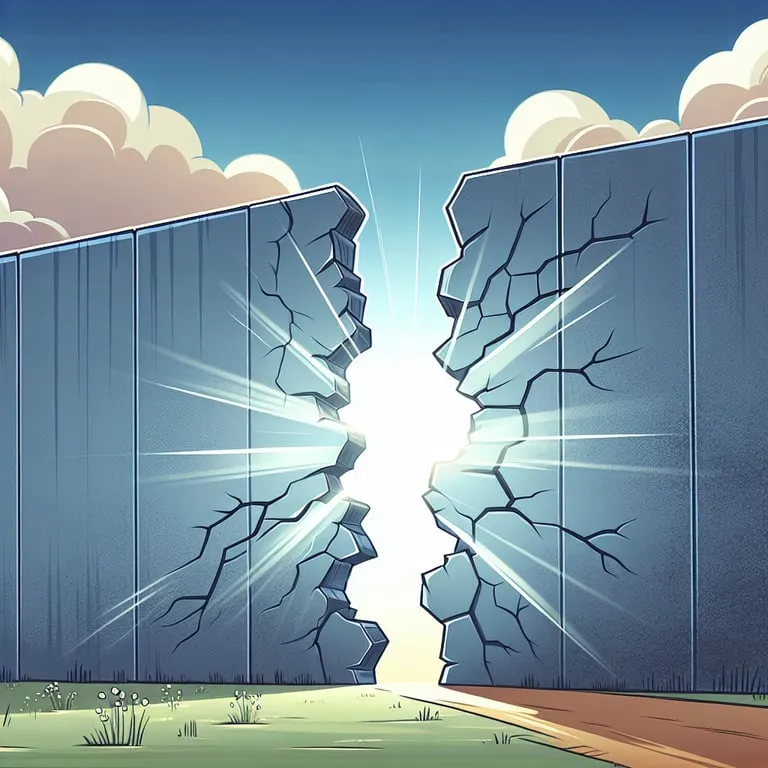 무너지는 벽이 꿈에 나타났다면 제한된 환경과 변화를 암시하다