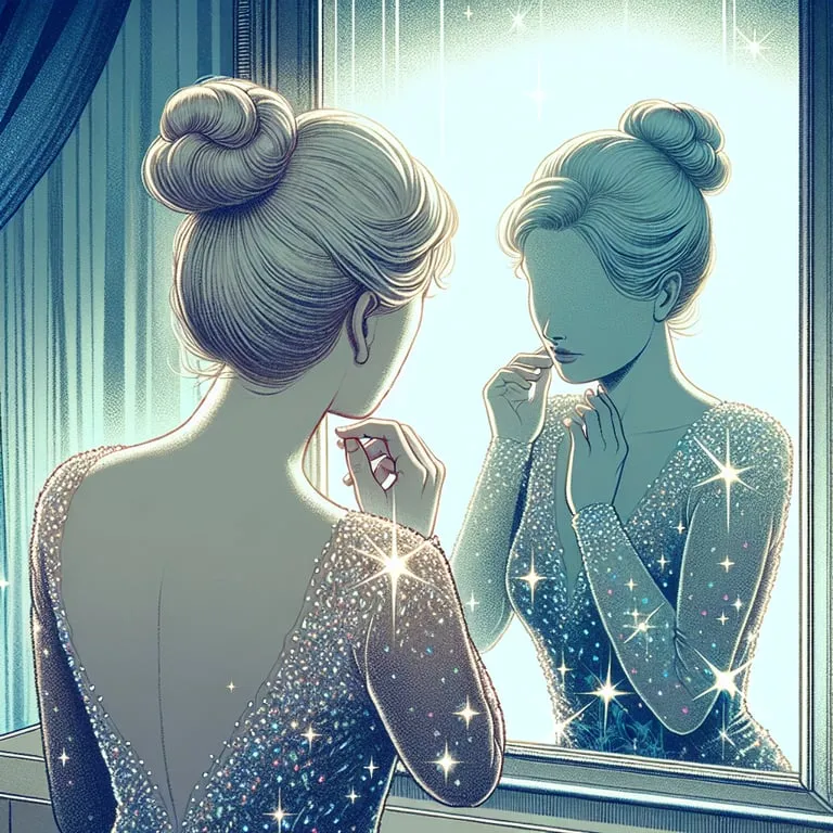 화려한 옷을 선물 받아 입고 거울을 보는 꿈: 신분이 상승하고 승진하여 사람들의 부러움을 사게 될 징조