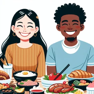 진수성찬을 배불리 먹고 포만감을 느끼는 꿈: 유행성 질병에 걸리거나 배탈이 날 수 있으니 건강 관리에 주의
