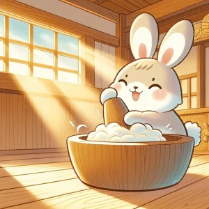 토끼가 떡방아를 찧거나 집으로 들어오는 꿈: 귀한 손님이 찾아오거나 생각지도 못한 재물이 들어올 징조