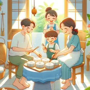 떡을 여러 사람과 나눠 먹거나 만드는 꿈: 혼담이 오가거나 사업상 계약이 성사되어 기쁨을 나눌 운세
