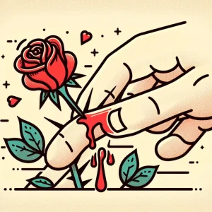 장미꽃 가시에 찔려 피가 나는 꿈의 이중성: 쾌락에 빠져 돈을 탕진하거나 이성 문제로 곤란을 겪을 수도