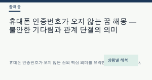 휴대폰 인증번호가 오지 않는 꿈 해몽 — 불안한 기다림과 관계 단절의 의미