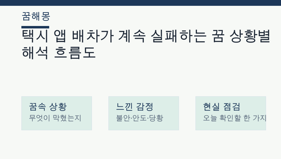 택시 앱 배차가 계속 실패하는 꿈 상황별 해석 흐름도