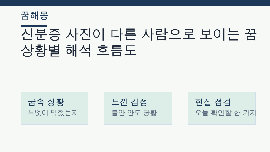 신분증 사진이 다른 사람으로 보이는 꿈 상황별 해석 흐름도