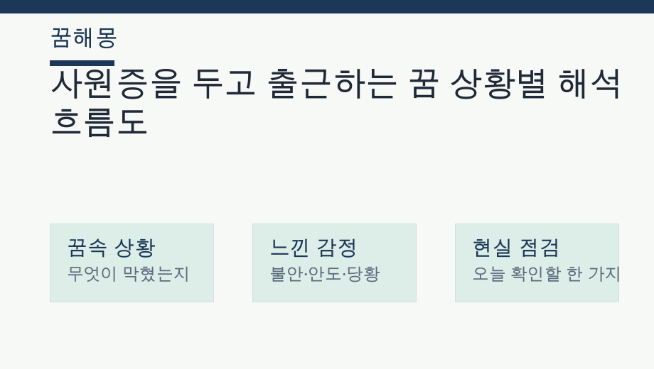 사원증을 두고 출근하는 꿈 상황별 해석 흐름도