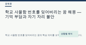 학교 사물함 번호를 잊어버리는 꿈 해몽 대표 이미지