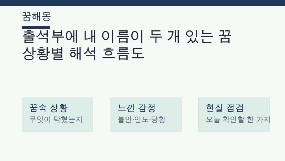 출석부에 내 이름이 두 개 있는 꿈 상황별 해석 흐름도