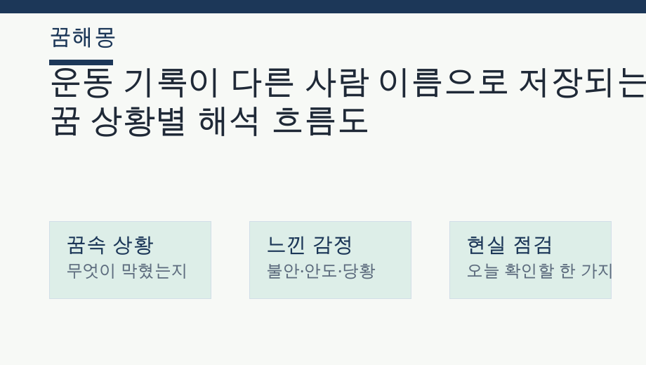 운동 기록이 다른 사람 이름으로 저장되는 꿈 상황별 해석 흐름도