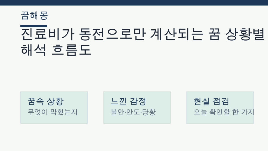 진료비가 동전으로만 계산되는 꿈 상황별 해석 흐름도